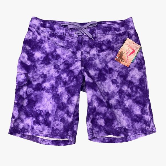 Kanu Surf Board Short Women 6 Purple Tie Dye Lightweight Drawstring Waist UPF50+ - Picture 1 of 13